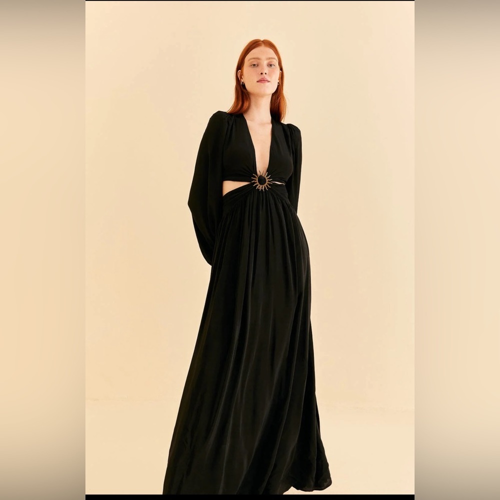Farm Rio, Black Cutout Maxi, Size Large